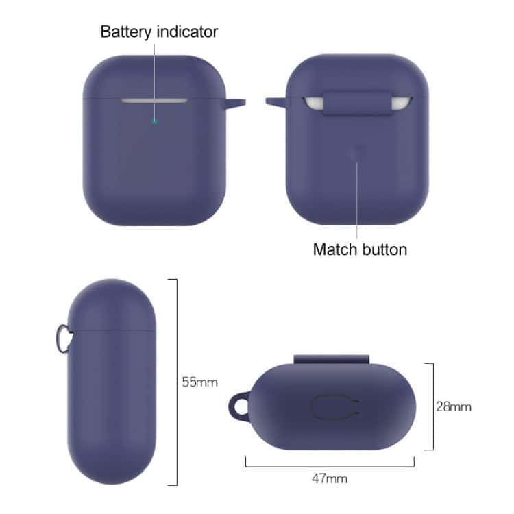 Shockproof Silicone Case for Apple AirPods 1/2 – Ultimate Wireless Earphones Protection 3 Purple Charging Case For Wireless Earbuds With Battery Indicator And Match Button, Dimensions 55Mm X 28Mm X 47Mm.