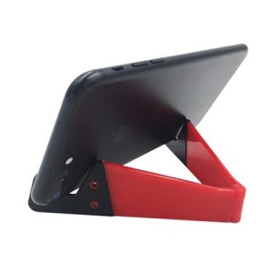 1. Portable black and red foldable smartphone stand, ideal for hands-free video calls and watching content with adjustable support and ergonomic design.