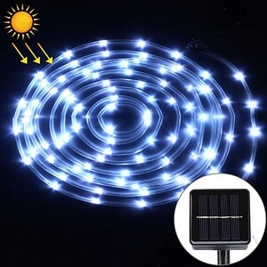 Glow in the dark solar-powered LED string lights for outdoor decoration, eco-friendly and weather-resistant, perfect for gardens, patios, and festive events.
