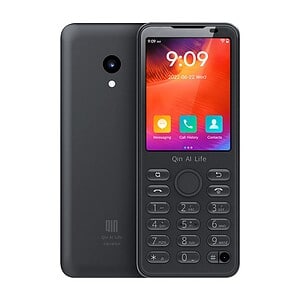 Qin ai life basic mobile phone, black color, small screen, keypad, durable design, affordable feature phone, simple communication device for everyday use.