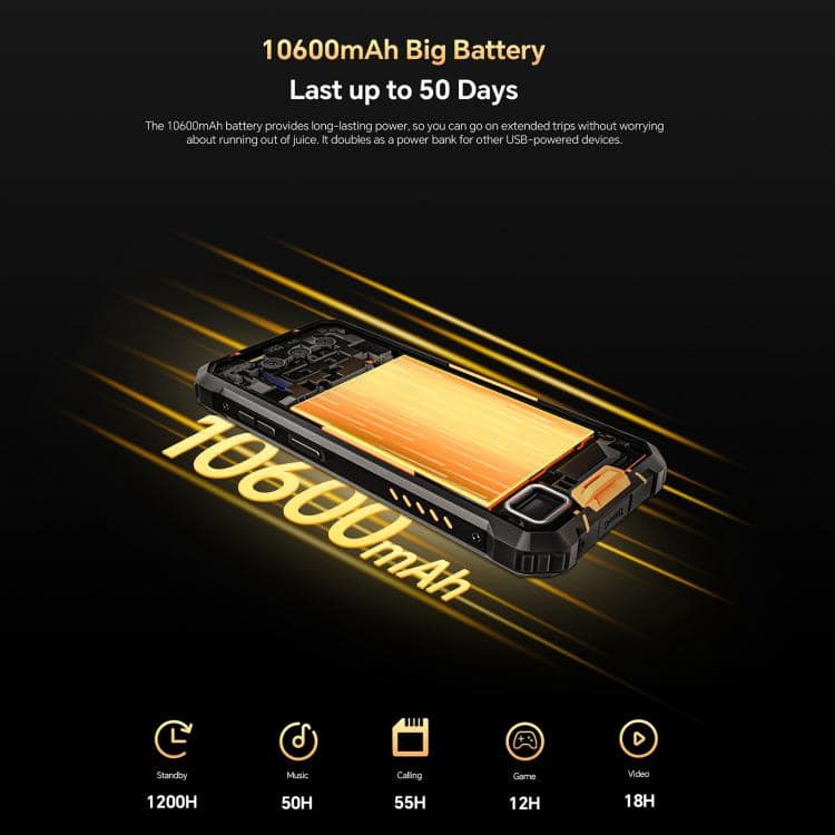 Oukitel WP23 Plus: Rugged 6.52" 8GB+256GB Android 14.0 NFC Octa-core 4G Phone 7 Mobile Phone With A 10600Mah Battery Highlighted, Showcasing Its Long-Lasting Power Capabilities.