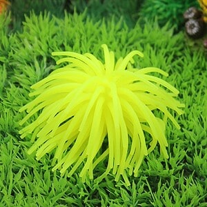 Yellow rubber flower toy on lush green grass, perfect for gardening, outdoor play, or as a decorative item for children’s activities. Bright, soft, and durable for fun and safety.
