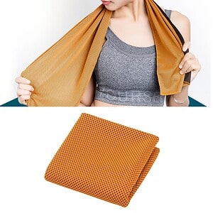Lightweight orange cooling towel for sports, exercising, and outdoor activities. Easy to carry and absorbent, perfect for staying cool during workouts or outdoor adventures.