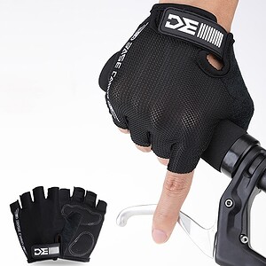 Reflective black cycling gloves with touchscreen fingertips for enhanced performance and safety, designed for comfortable grip and dexterity during bike rides.