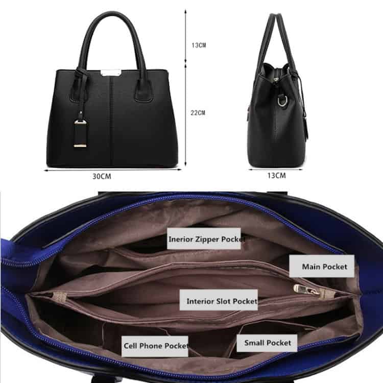 Vintage Crocodile Pattern Shoulder Bag: 2 in 1 Messenger & Handbag Combo, Leather Wallet 3 Black Leather Handbag With Structured Design, Dual Top Handles, And Silver Hardware, Perfect For Daily Use And Professional Settings.