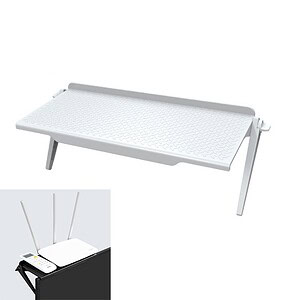 Adjustable white folding standing desk for ergonomic workspace setup.