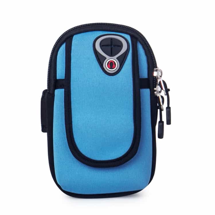 Neoprene Waterproof Phone Arm Bag - Ideal for Running, Sports & Outdoor Activities 2 Compact Blue Electronic Device Pouch With Zipper Closure And Control Button, Ideal For Organizing Small Tech Accessories Or Gadgets. Perfect For Travel Or Daily Use.