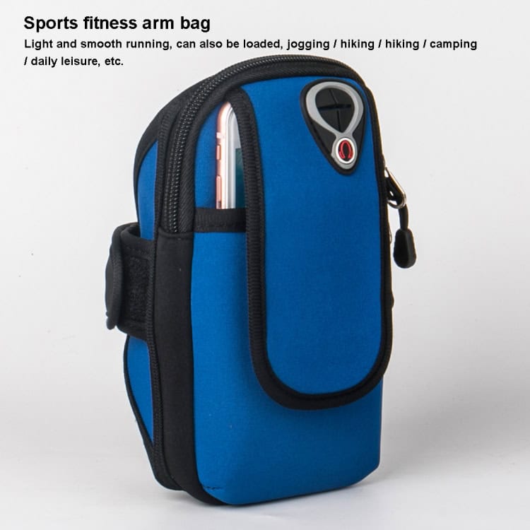 Neoprene Waterproof Phone Arm Bag - Ideal for Running, Sports & Outdoor Activities 5 Blue Sports Fitness Arm Bag With Water Bottle Holder, Perfect For Running, Hiking, Camping, And Daily Leisure Activities. Lightweight, Durable, And Designed For Active Lifestyles.