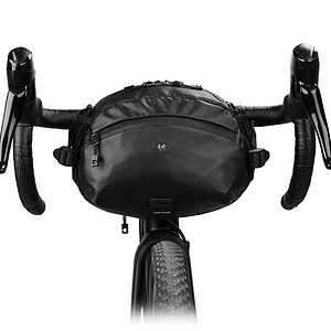 Waterproof bike handlebar bag for cycling storage and organization.