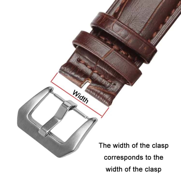 3-Piece Stainless Steel Pin Buckle Watch Set - Elegant & Durable 5 Stainless Steel Watch Strap Buckle With Adjustable Leather Watchband, Close-Up Shot, Highlighting The Width Measurement And Quality Craftsmanship. Perfect Accessory For Men And Women, Durable And Stylish.