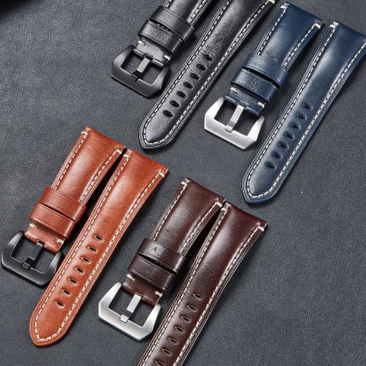3-Piece Stainless Steel Pin Buckle Watch Set - Elegant & Durable 6 Luxurious Leather Watch Straps In Black, Navy Blue, Dark Brown, And Tan, Featuring Sturdy Buckles And Detailed Stitching Showcasing High-Quality Craftsmanship For Stylish Accessories.