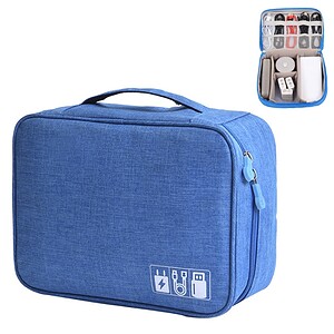 Portable electric skincare gadgets case for travel, with organized compartments and convenient zipper. Perfect for storing beauty devices, chargers, and accessories with ease.