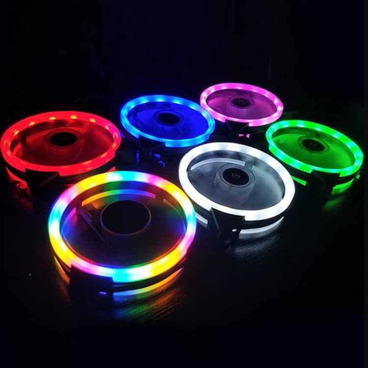 COOLMOON 12cm Dual Interface Computer Mainframe Chassis Fan 2 Multi-Colored Rgb Led Fans With Vibrant Glow, Perfect For Gaming And Computer Cooling. Durable And Energy-Efficient, Suitable For Pc Builds And Custom Setups.