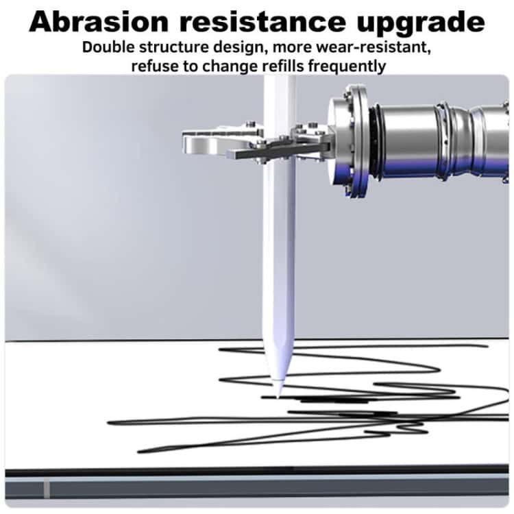 Xiaomi Pad 6/6 Pro Stylus Tip Replacement Nib - Enhanced Precision & Durability 7 A Robotic Arm Applying Pressure To A Stylus On A Surface, Demonstrating Abrasion Resistance Technology.