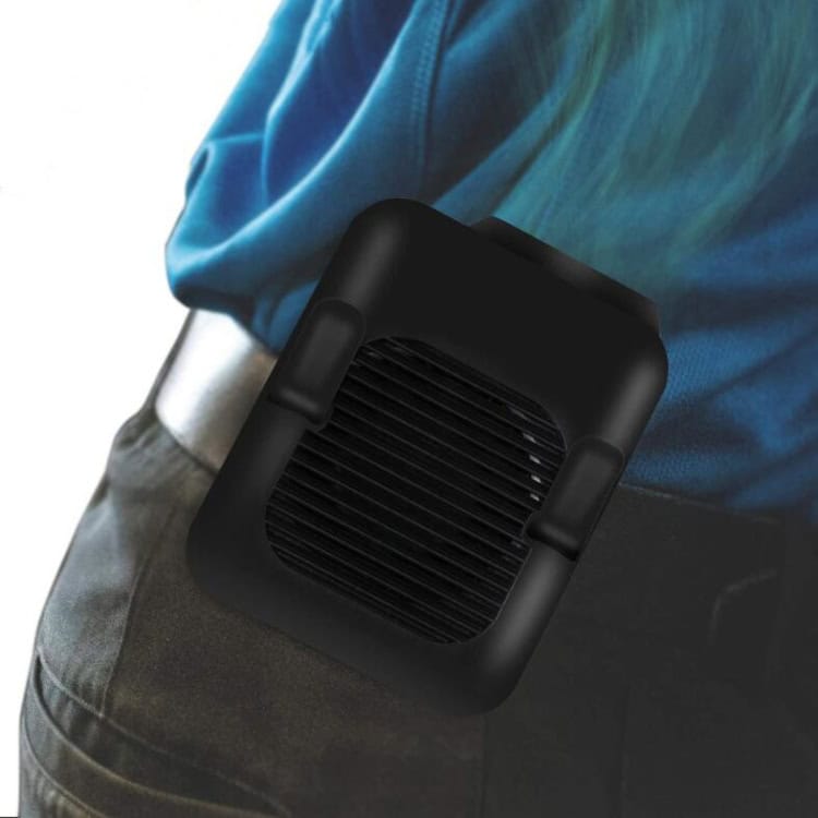 Leafless Mini Hanging Waist Fan - USB Rechargeable, Portable Handheld Cooling 7 Portable Black Mini Fan For Personal Cooling, Compact And Lightweight Device Perfect For Travel, Office, And Outdoor Use. Enhances Comfort With Effective Airflow, Ideal For Hot Weather.