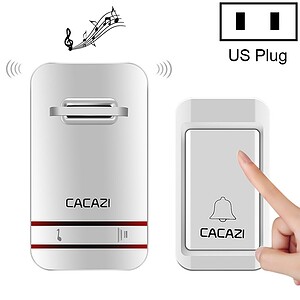 Wireless doorbell with LED indicator and US plug, customizable chimes, easy installation, perfect for home security and door alert systems.