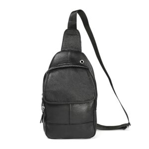 Sophisticated Men's Litchi Leather Crossbody Bag - Full-grain Cowhide, Soft Texture