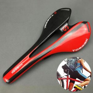 TOSEEK Carbon Fiber Road Bike Saddle, Lightweight Hollow Design, 3K Texture